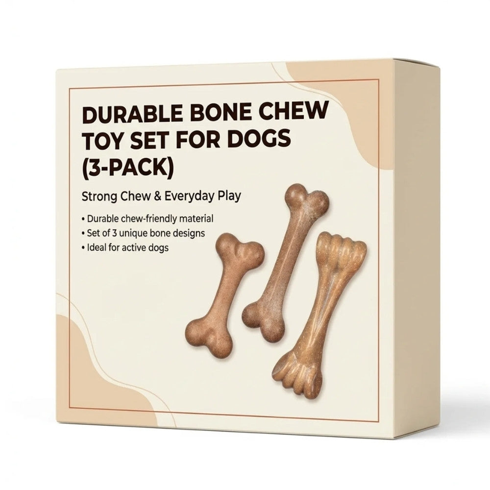 Durable Bone Chew Toy Set for Dogs (3-Pack)