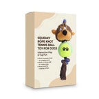 Squeaky Rope Knot Tennis Ball Toy for Dogs