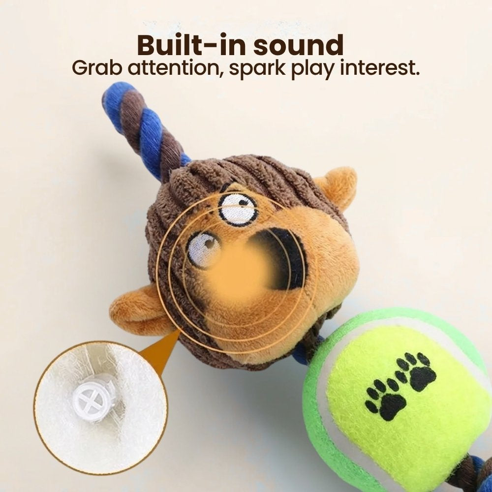 Squeaky Rope Knot Tennis Ball Toy for Dogs