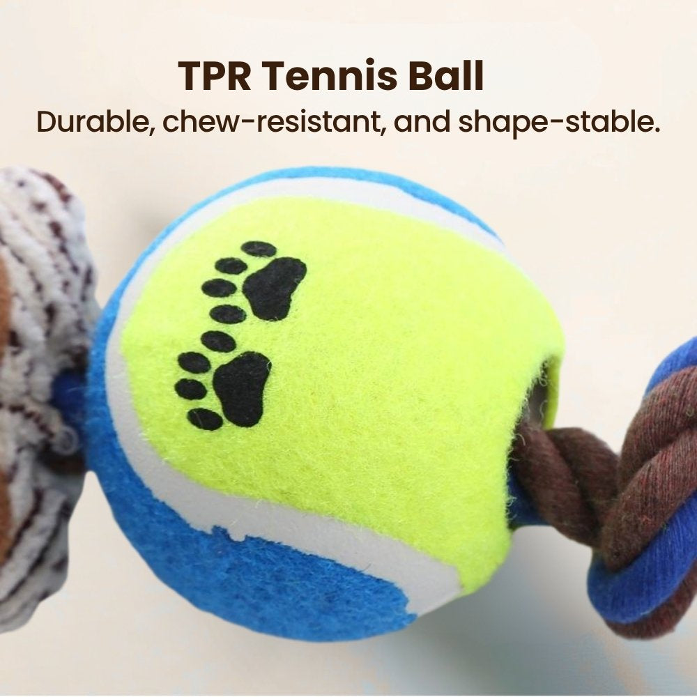 Squeaky Rope Knot Tennis Ball Toy for Dogs