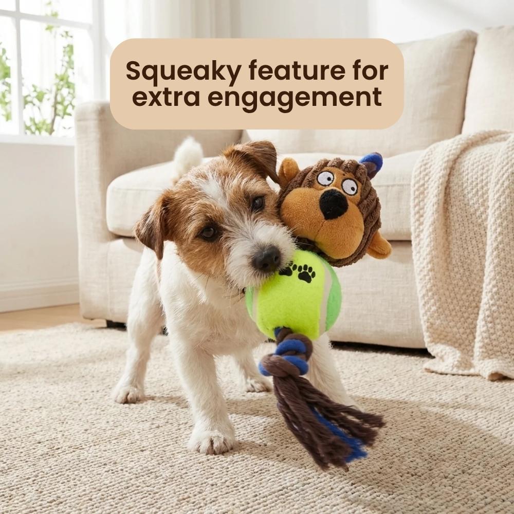 Squeaky Rope Knot Tennis Ball Toy for Dogs