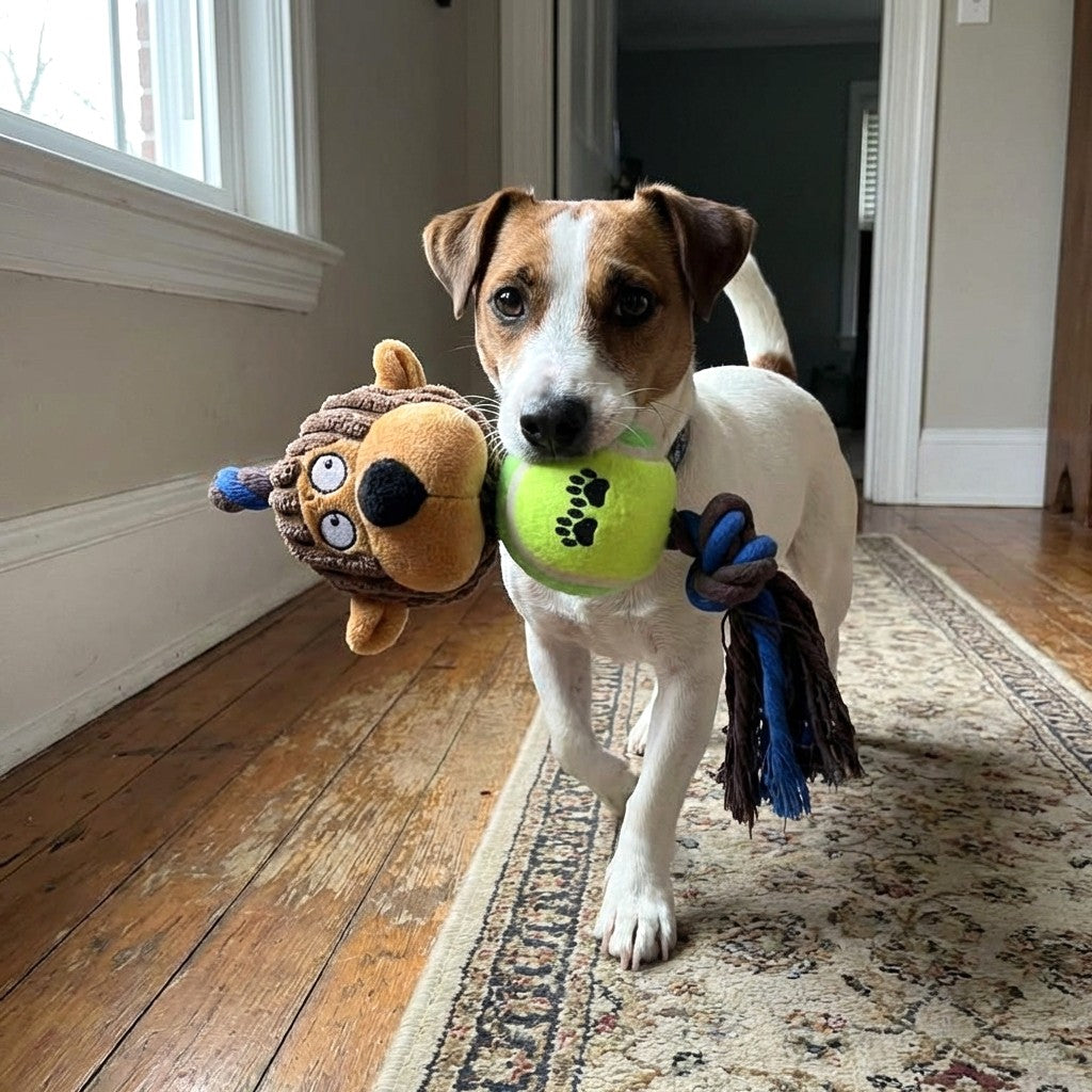 Squeaky Rope Knot Tennis Ball Toy for Dogs